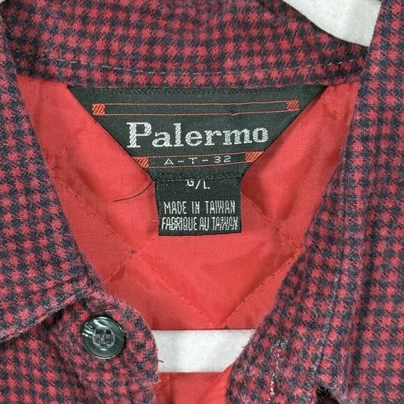 Vintage‎ Houndstooth Flannel Quilted LS Shirt Mens L Red Blue Outdoor Fall - Picture 5 of 9